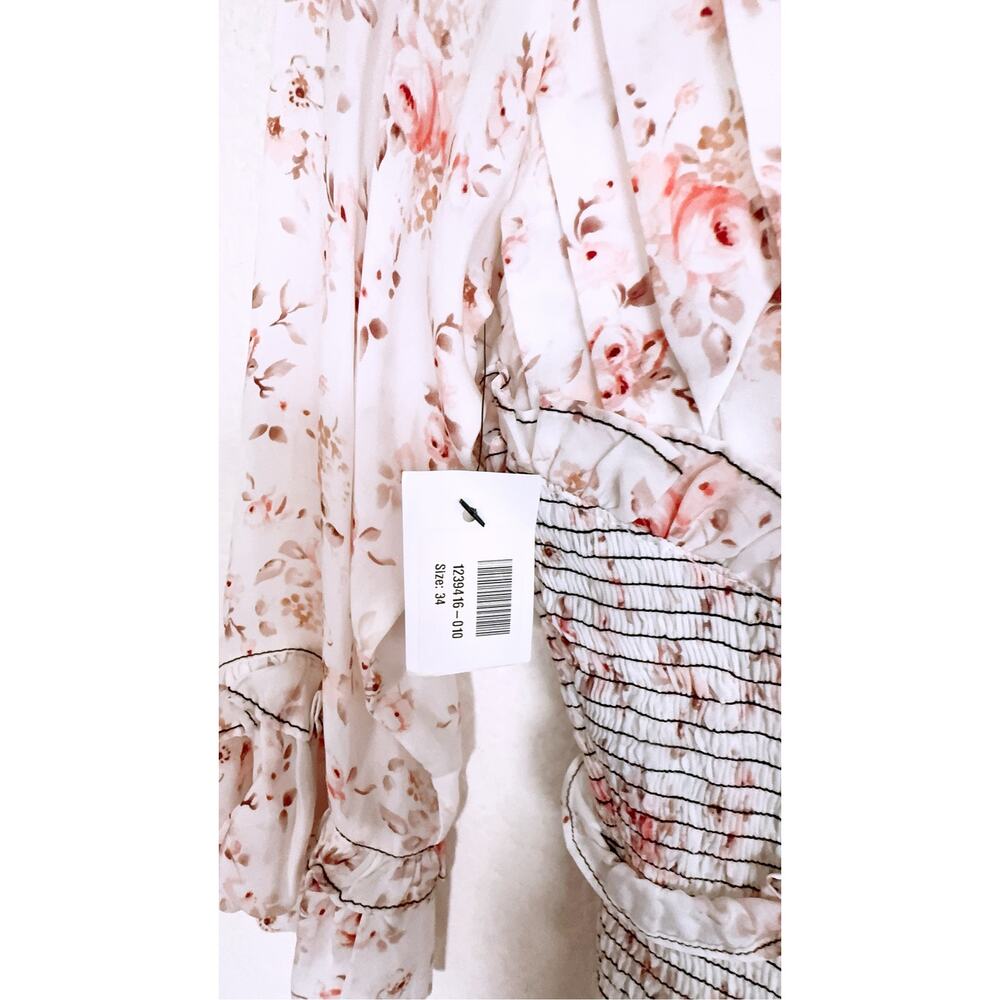 Lug Von Siga Gabriella Floral Print Smocked Open-Back Midi Dress 34/US2 - Picture 8 of 12